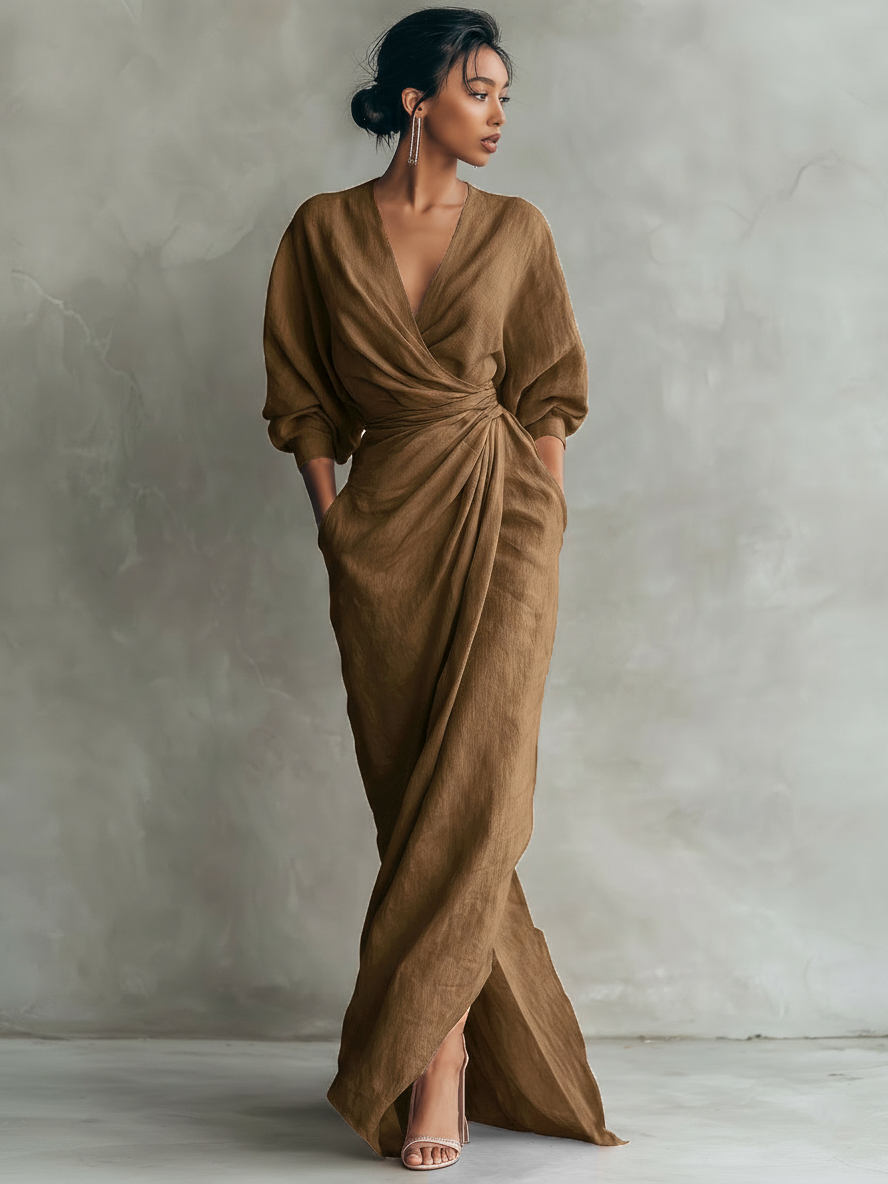 Vestido Maxi Lino Rosa
