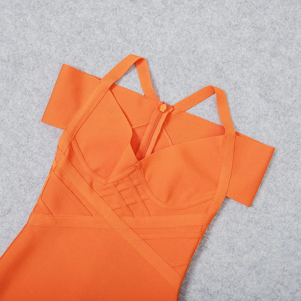 Vestido Claudia Naranja explosivo | Hombros Descubiertos · Silueta Entallada
