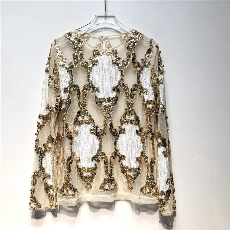 Beatriz | Blusa de lentejuelas dorada y negra