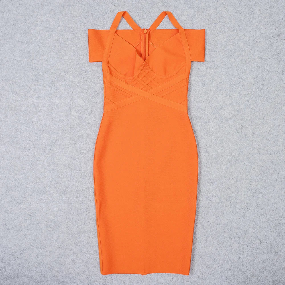 Vestido Claudia Naranja explosivo | Hombros Descubiertos · Silueta Entallada