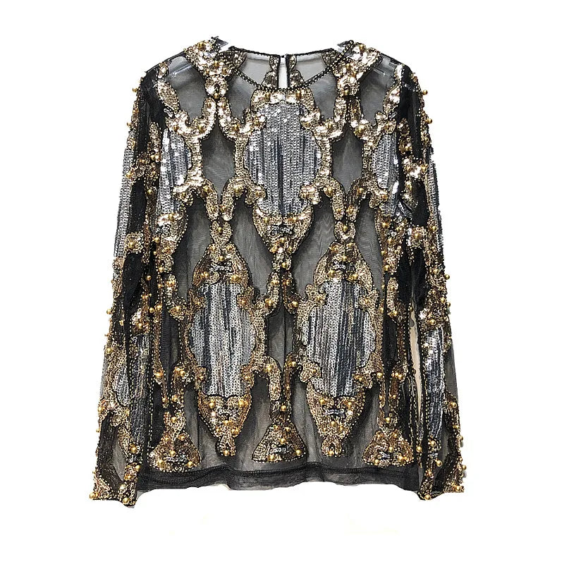 Beatriz | Blusa de lentejuelas dorada y negra