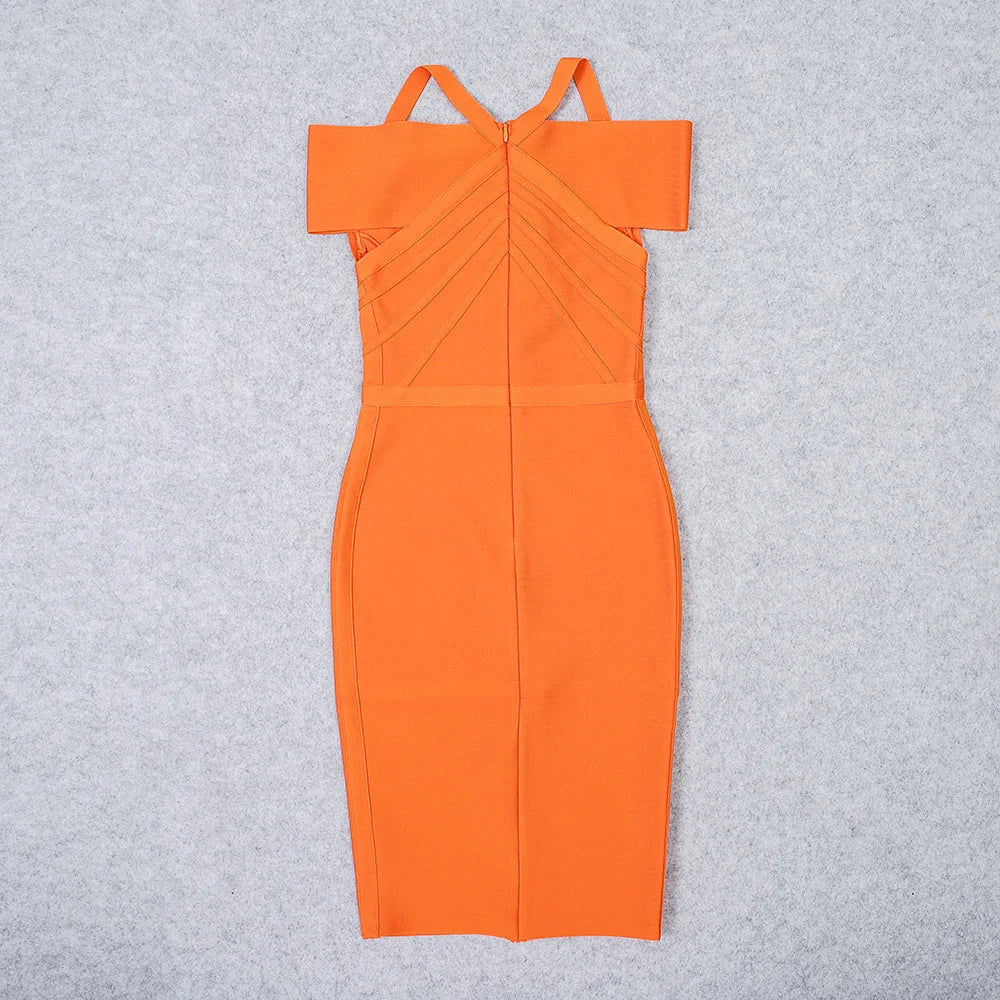 Vestido Claudia Naranja explosivo | Hombros Descubiertos · Silueta Entallada