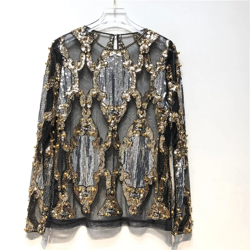 Beatriz | Blusa de lentejuelas dorada y negra