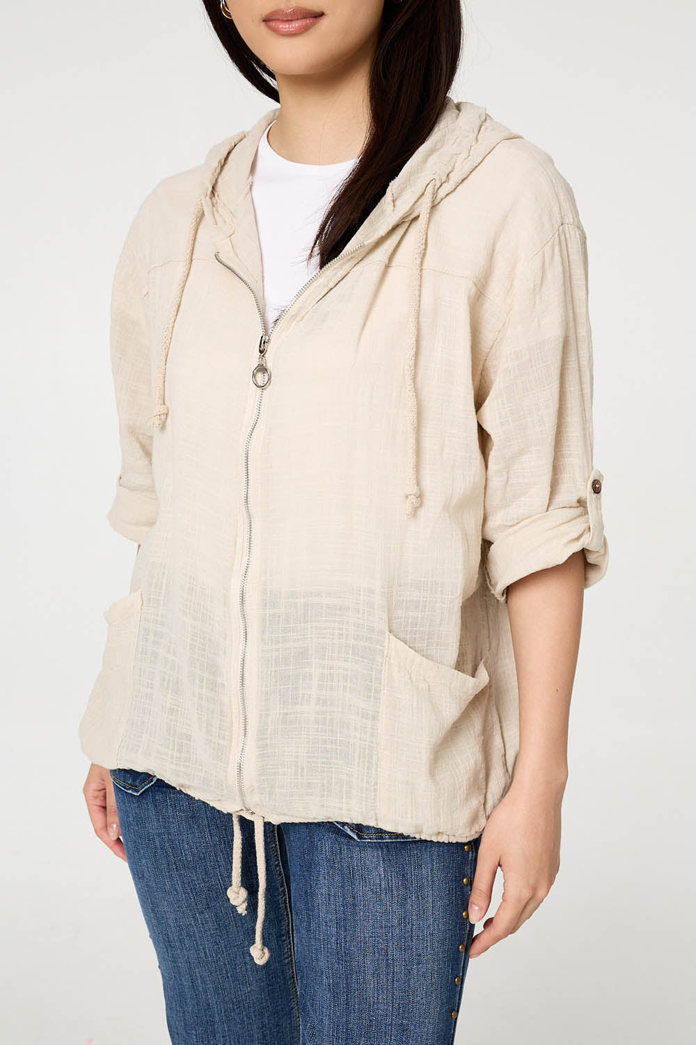 Estefanía | Chaqueta ligera con capucha y mangas 3/4