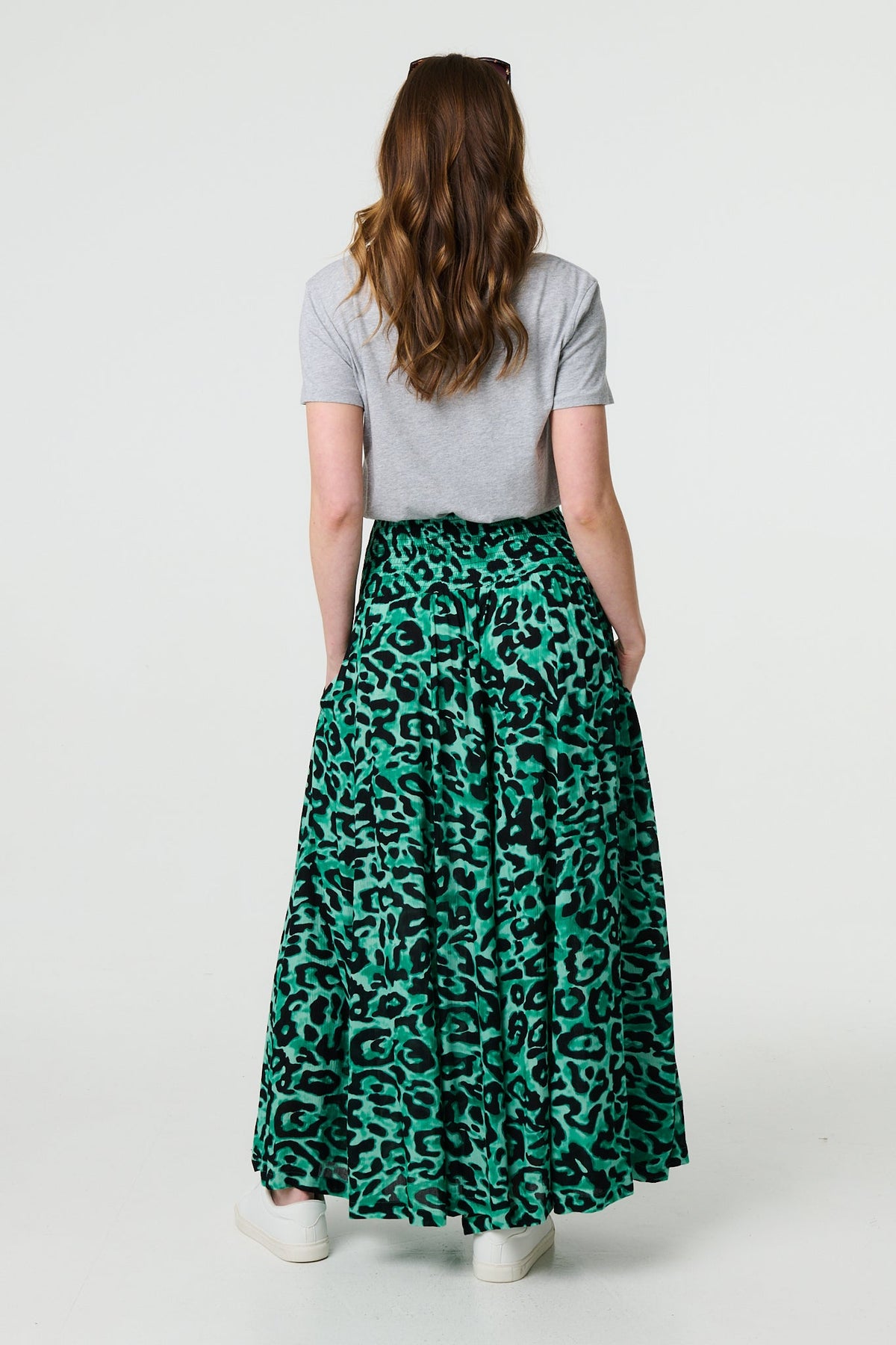 Pantalón Palazzo Estampado Animal Print de Cintura Alta