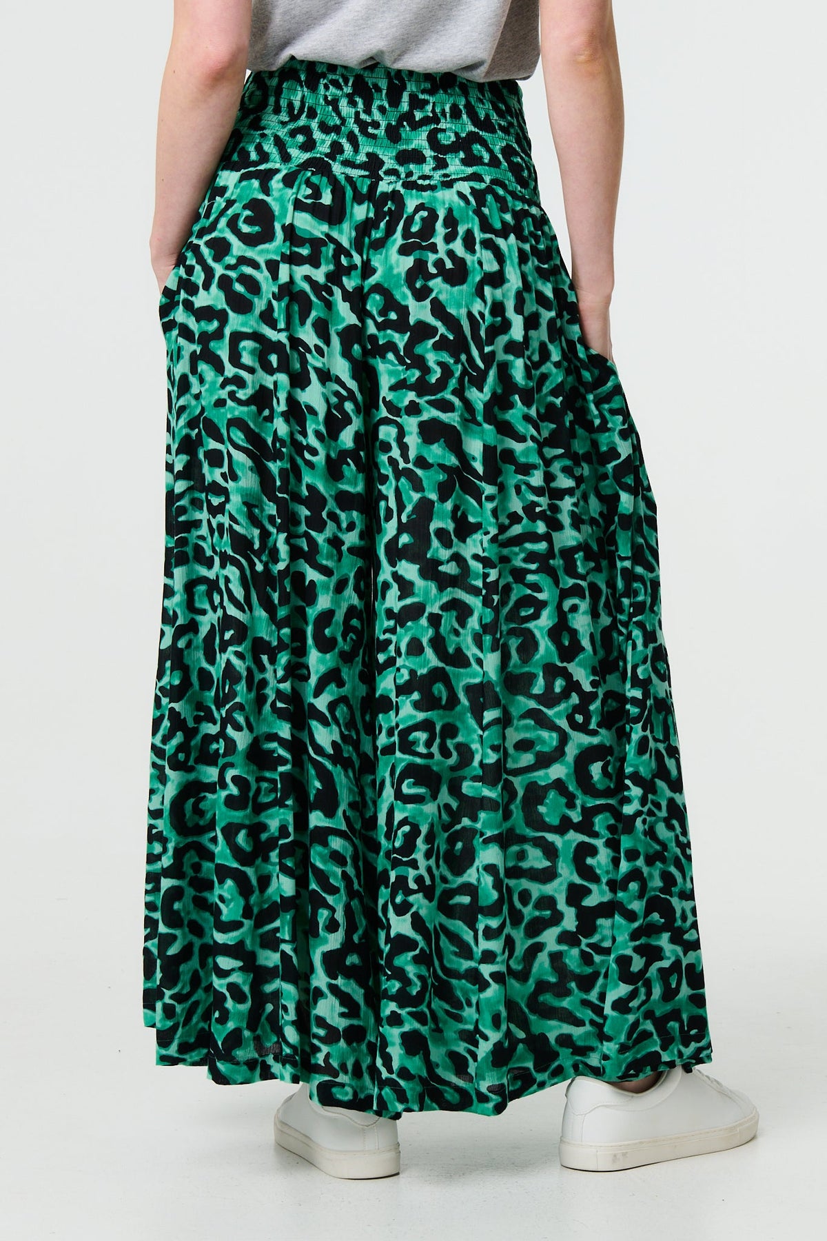 Pantalón Palazzo Estampado Animal Print de Cintura Alta