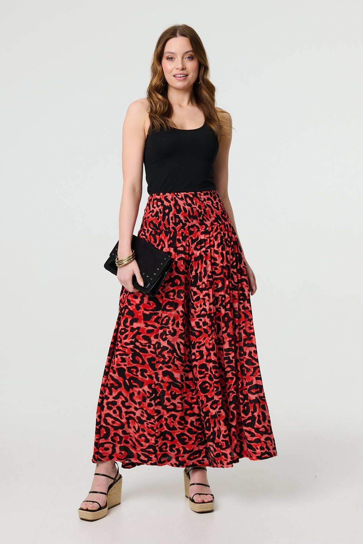 Pantalón Palazzo Estampado Animal Print de Cintura Alta