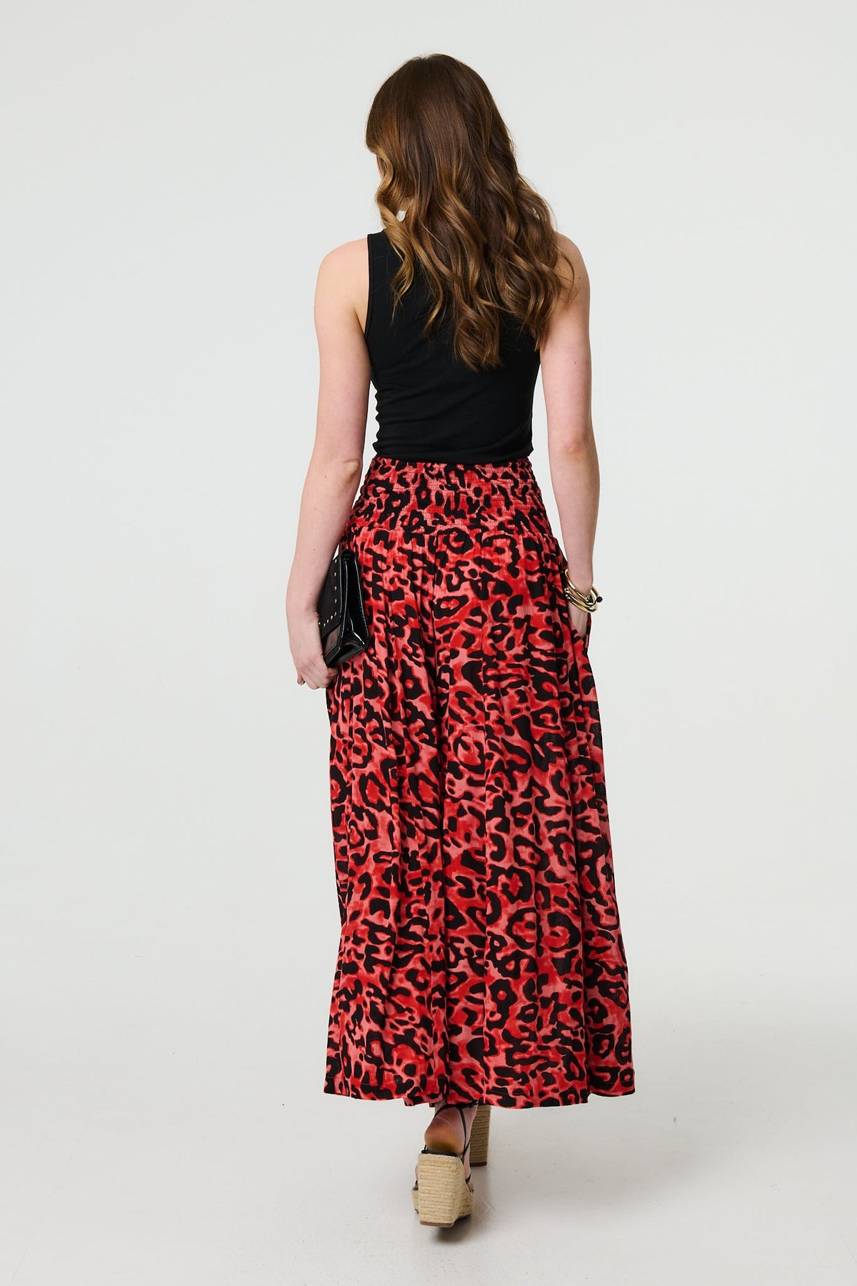 Pantalón Palazzo Estampado Animal Print de Cintura Alta