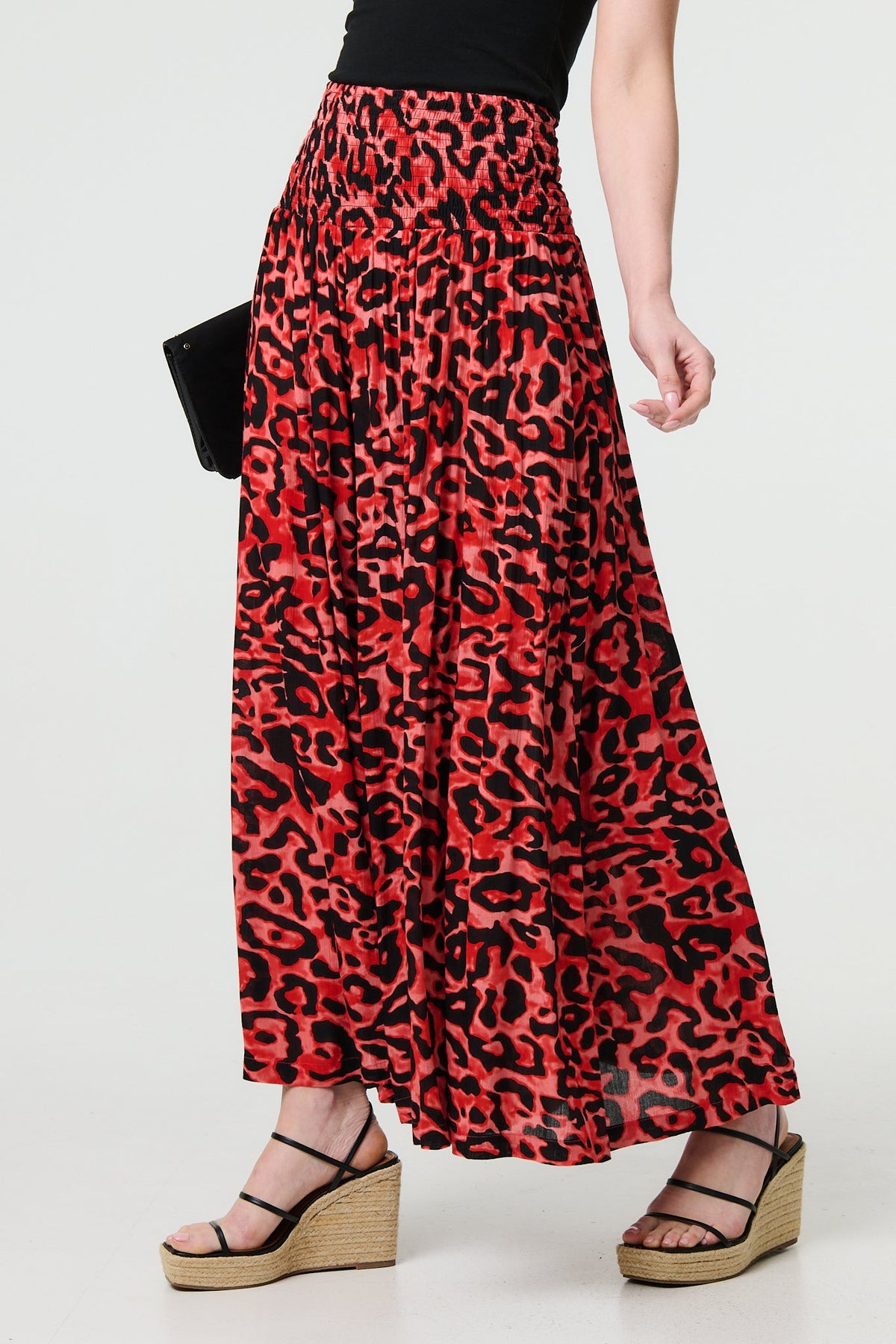 Pantalón Palazzo Estampado Animal Print de Cintura Alta