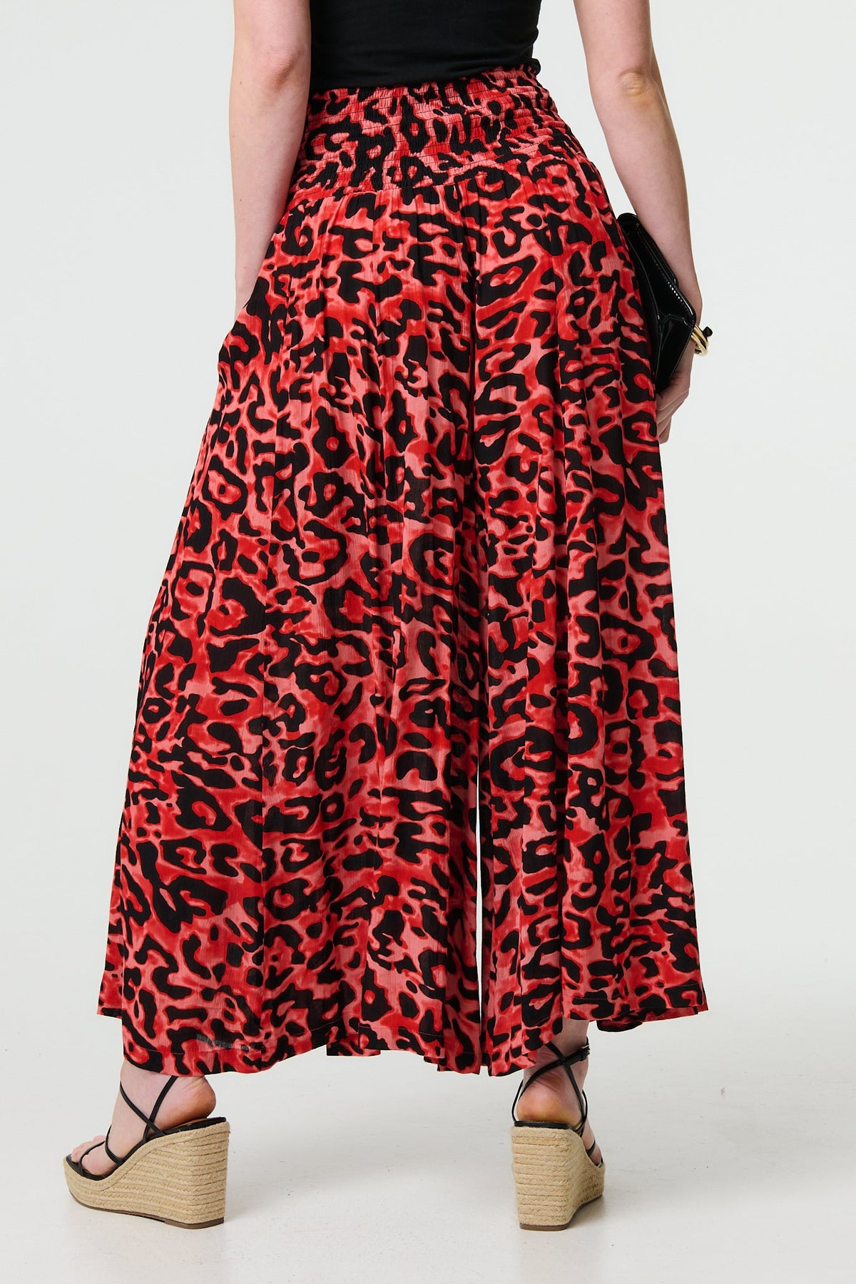 Pantalón Palazzo Estampado Animal Print de Cintura Alta