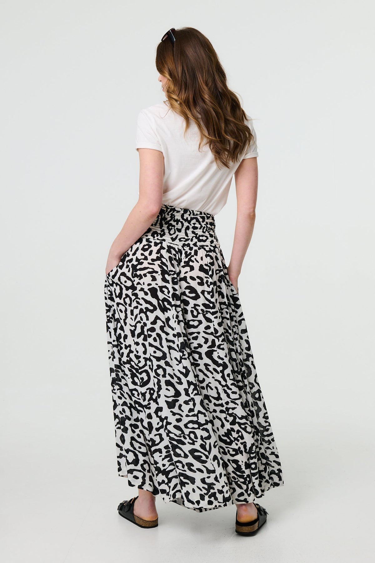 Pantalón Palazzo Estampado Animal Print de Cintura Alta