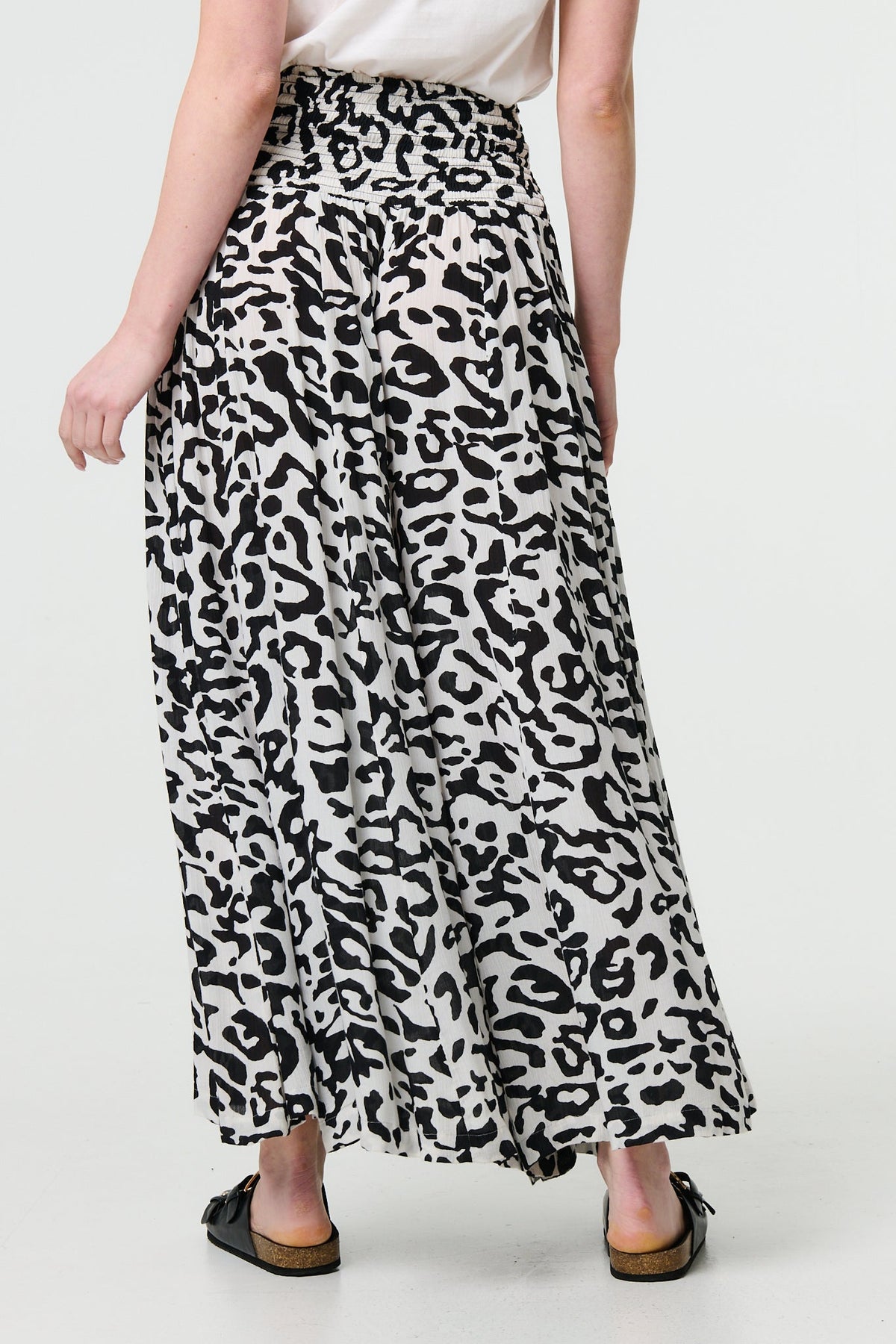 Pantalón Palazzo Estampado Animal Print de Cintura Alta