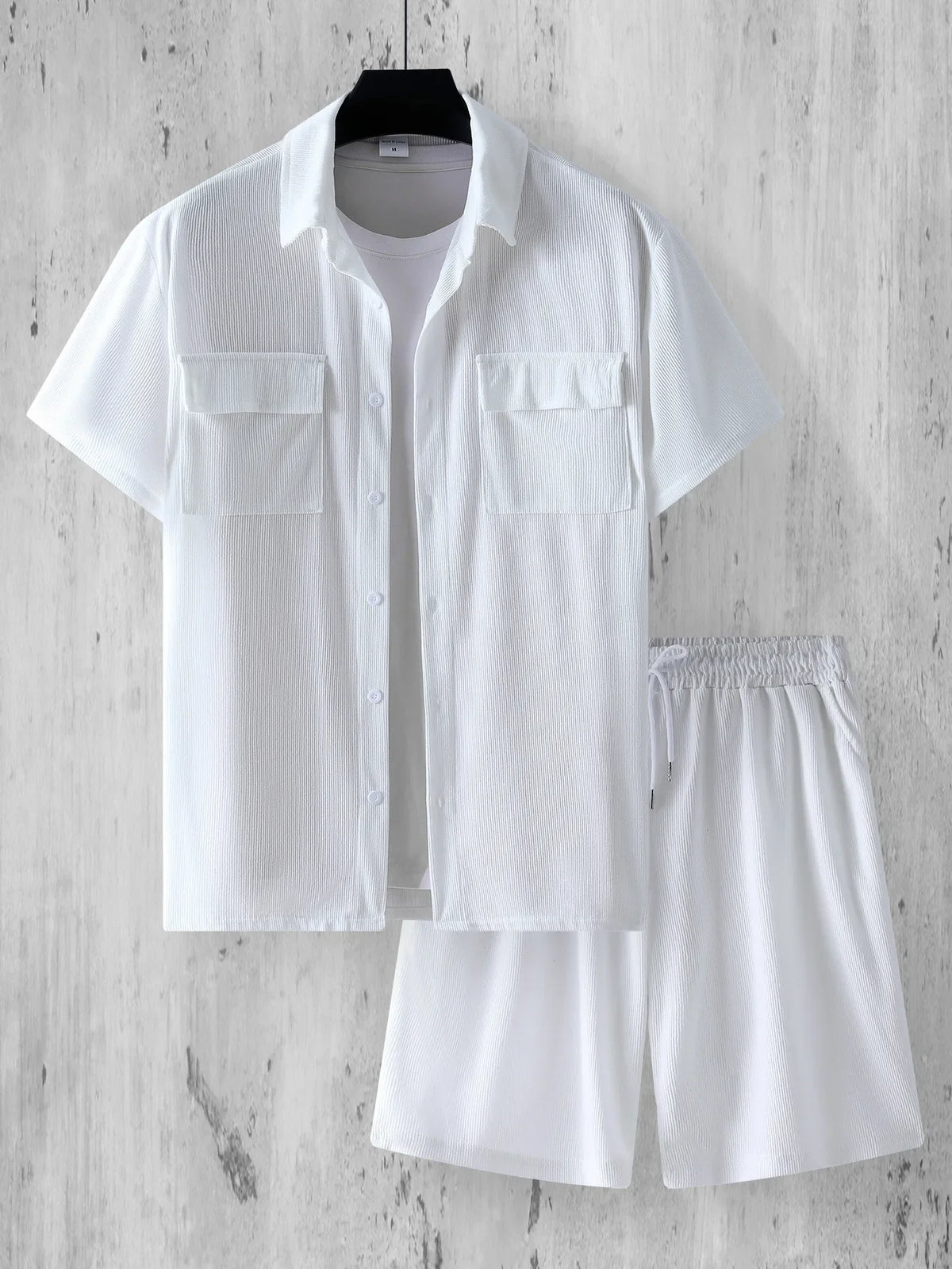 Conjunto Masculino Camisa Acanalada + Shorts | 5 Colores · S a 2XL