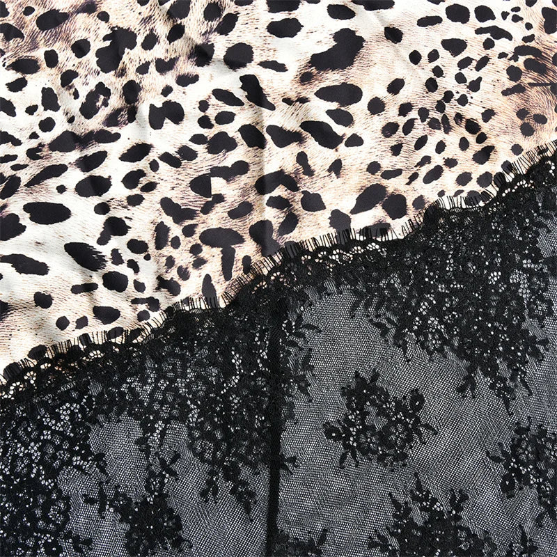 Vestido Maxi Estampado leopardo | Halter · Espalda Descubierta · Encaje Transparente