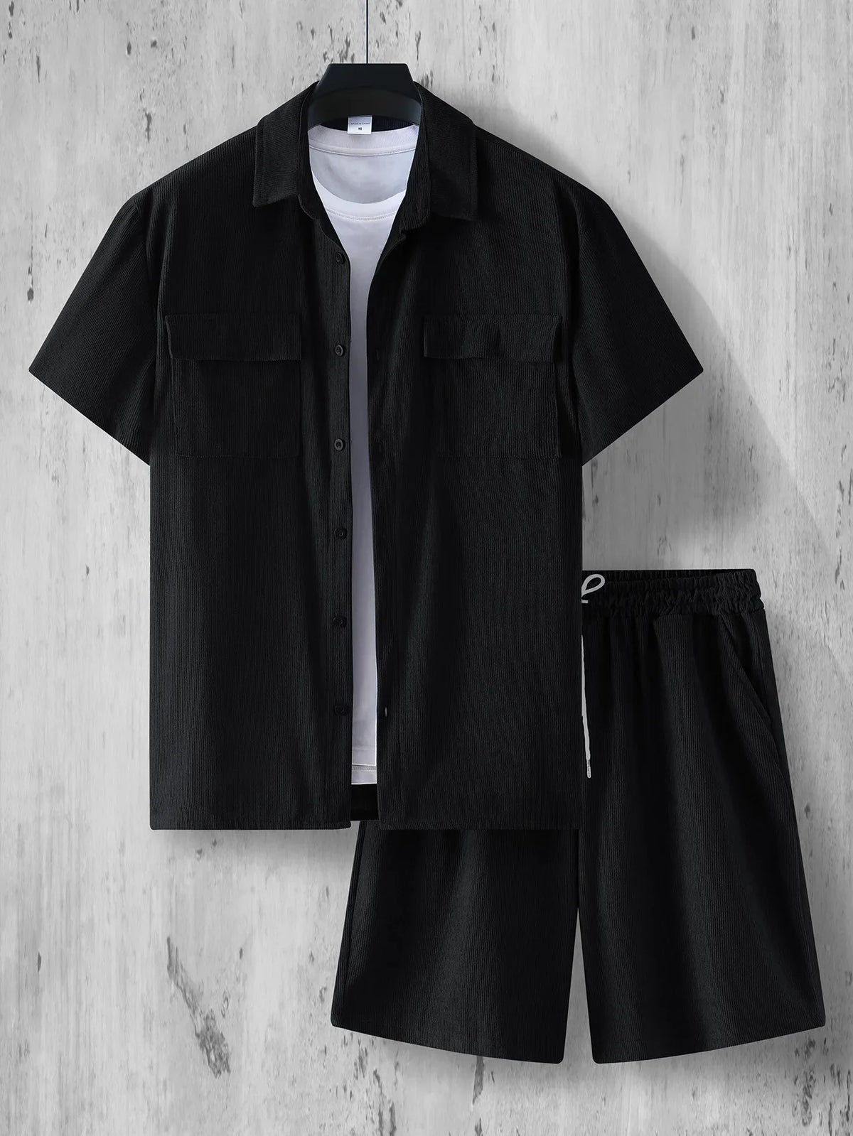 Conjunto Masculino Camisa Acanalada + Shorts | 5 Colores · S a 2XL