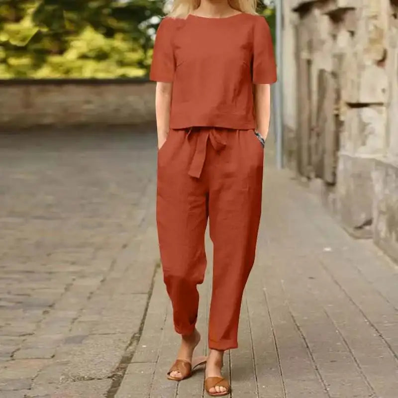 Marina | Conjunto de algodón y lino de verano