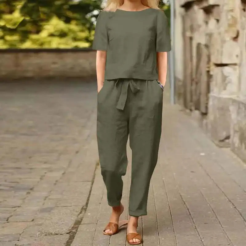 Marina | Conjunto de algodón y lino de verano