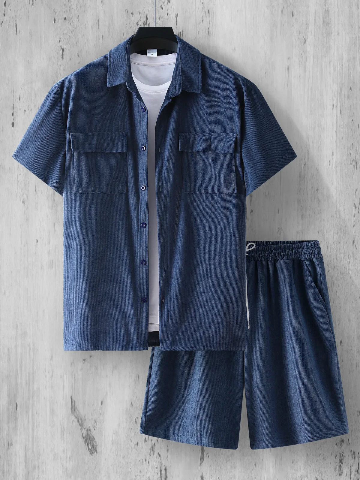 Conjunto Masculino Camisa Acanalada + Shorts | 5 Colores · S a 2XL
