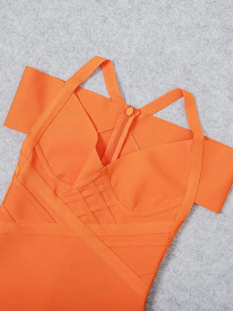 Vestido Claudia Naranja explosivo | Hombros Descubiertos · Silueta Entallada