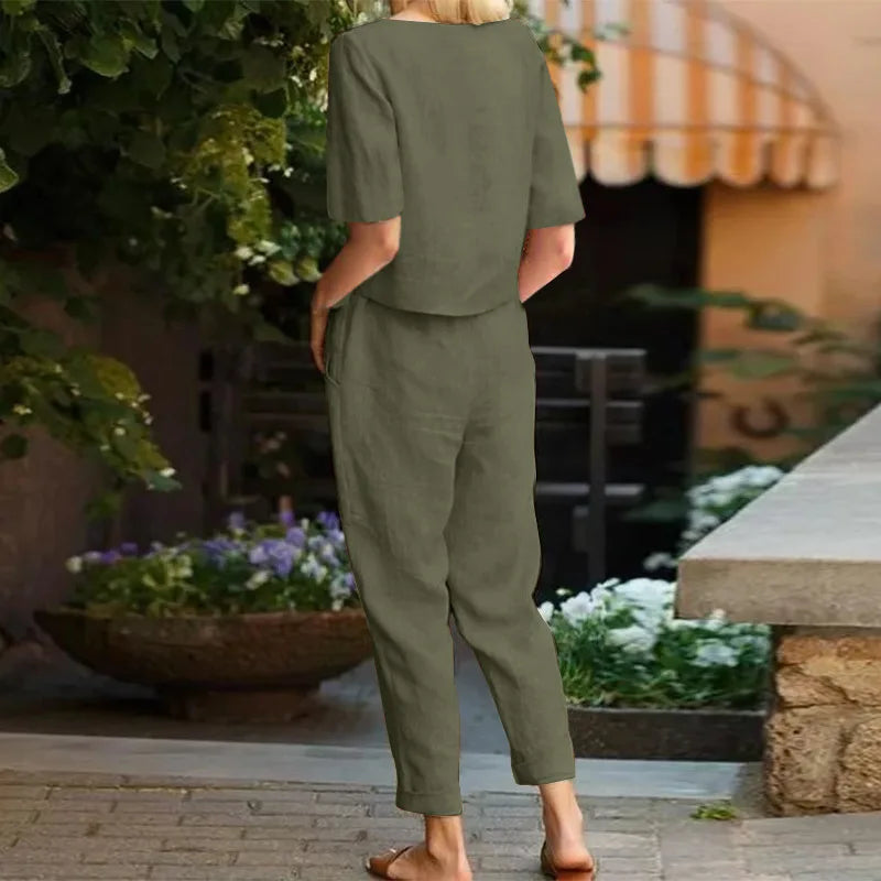 Marina | Conjunto de algodón y lino de verano