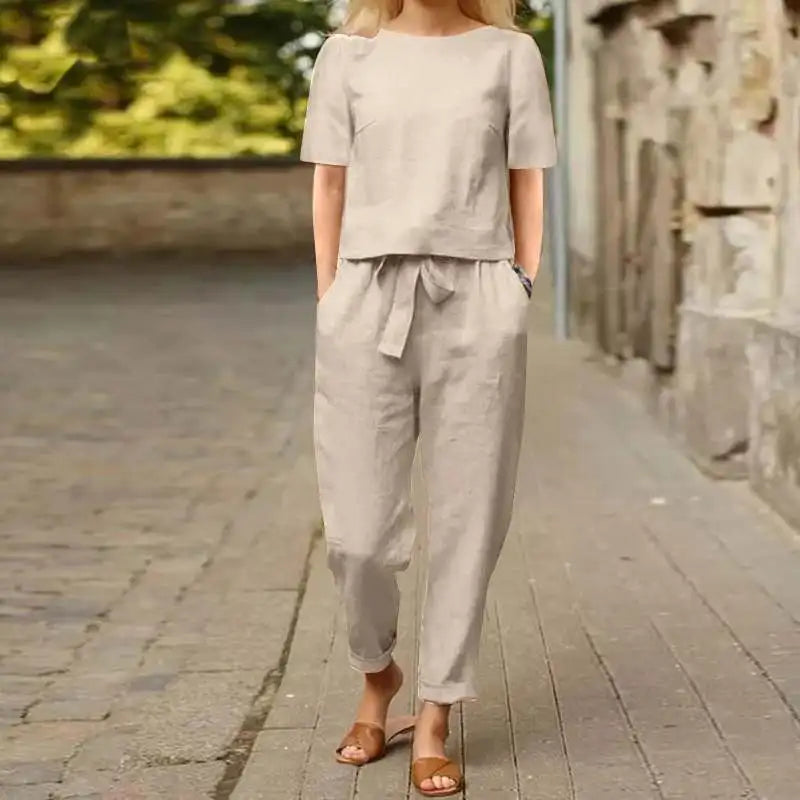 Marina | Conjunto de algodón y lino de verano