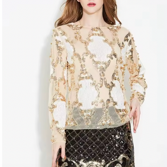Beatriz | Blusa de lentejuelas dorada y negra