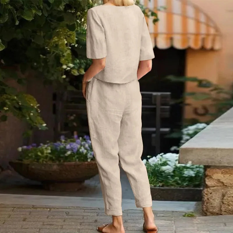 Marina | Conjunto de algodón y lino de verano