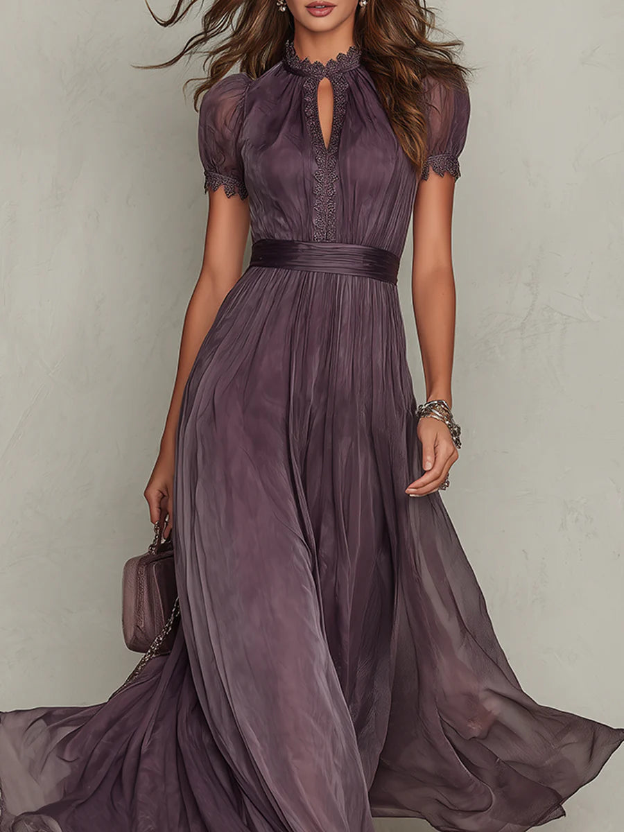 Carmen | Vestido maxi de encaje violeta