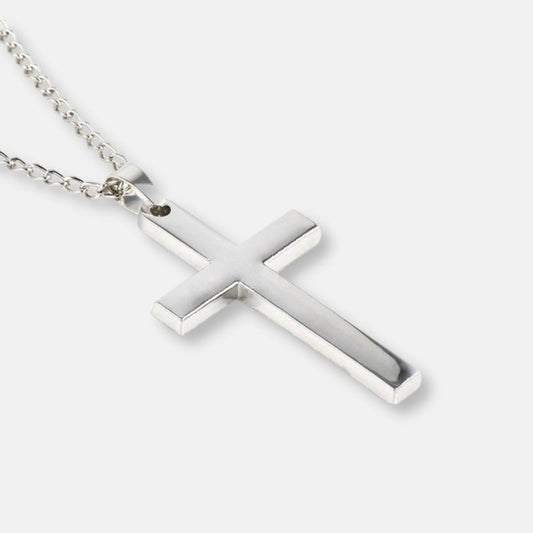 Collar unisex de cruz de acero inoxidable