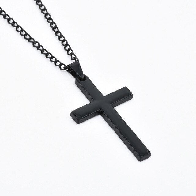 Collar unisex de cruz de acero inoxidable