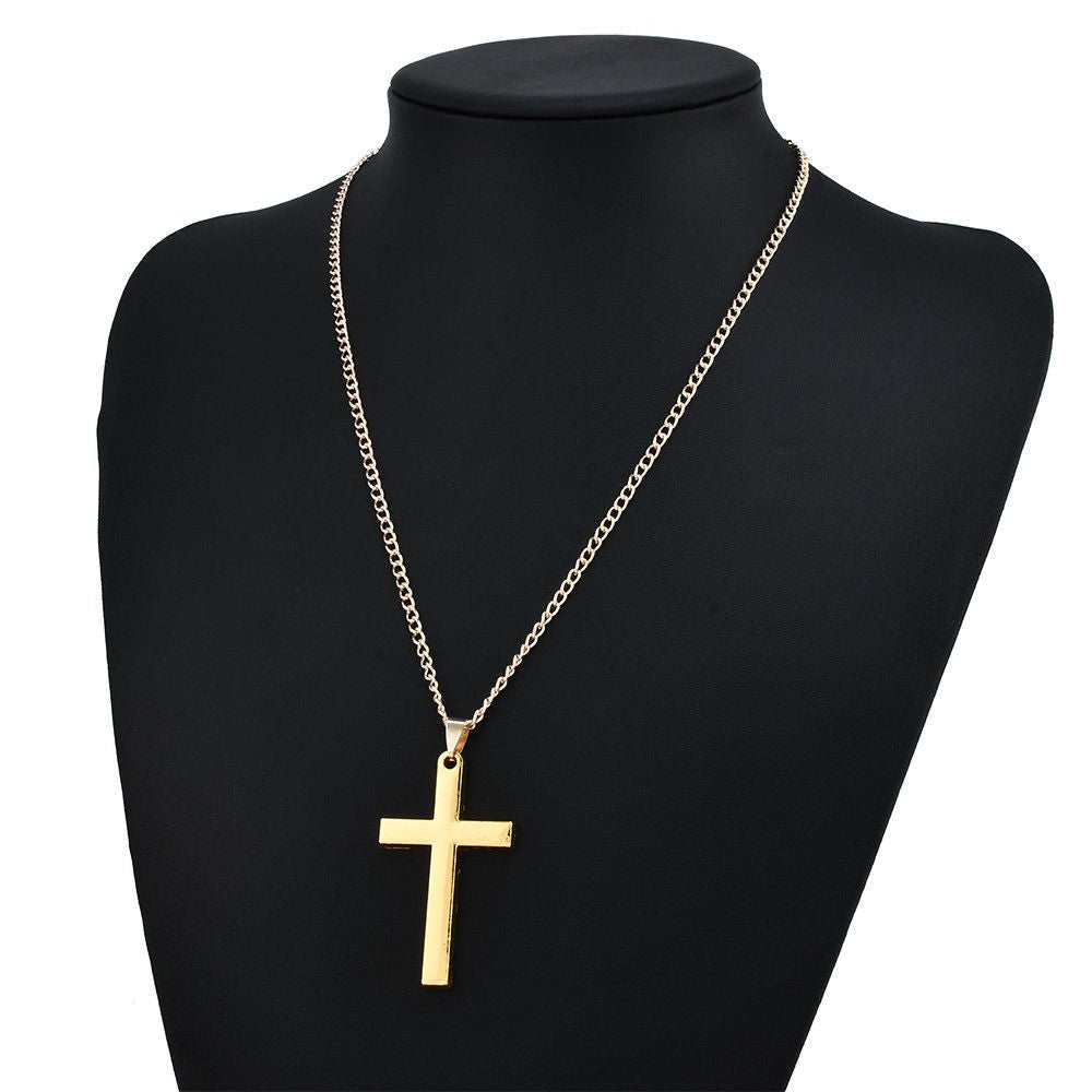 Collar unisex de cruz de acero inoxidable
