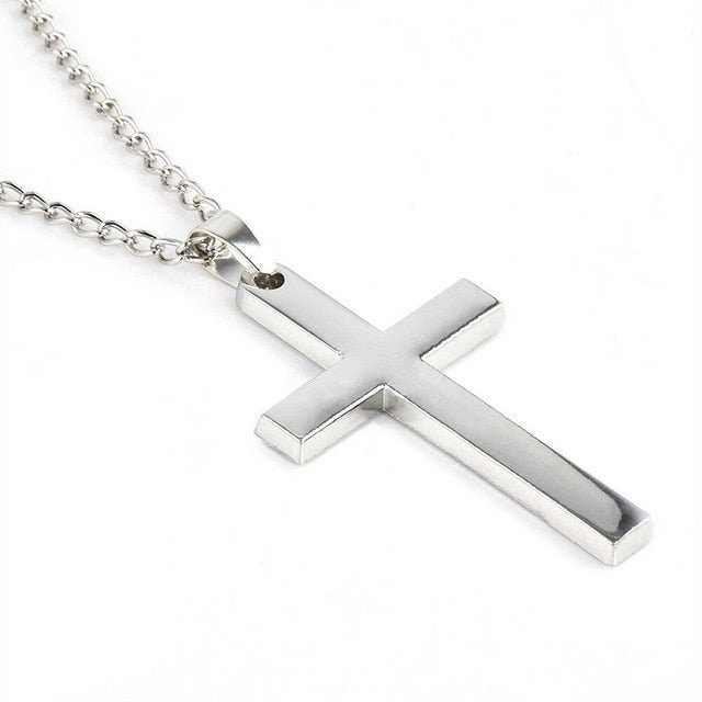 Collar unisex de cruz de acero inoxidable