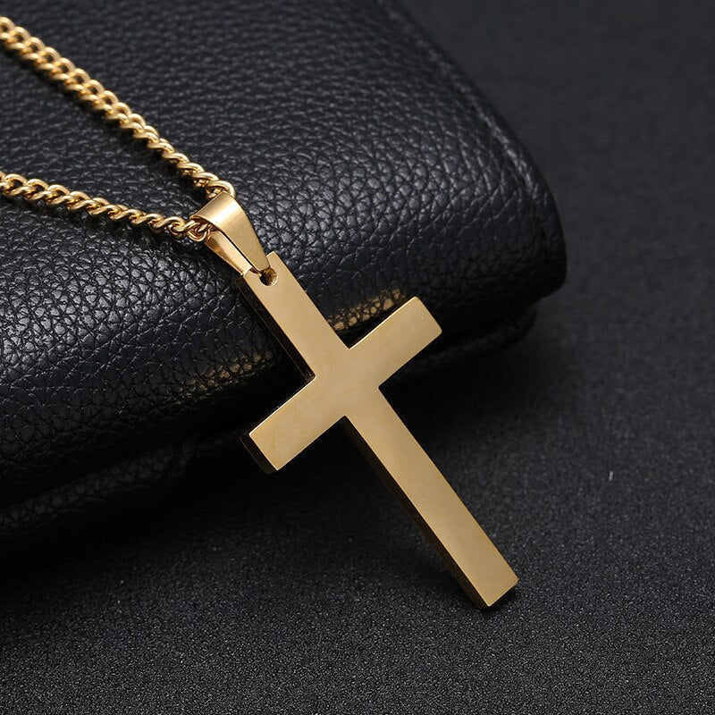 Collar unisex de cruz de acero inoxidable