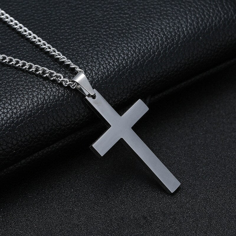 Collar unisex de cruz de acero inoxidable