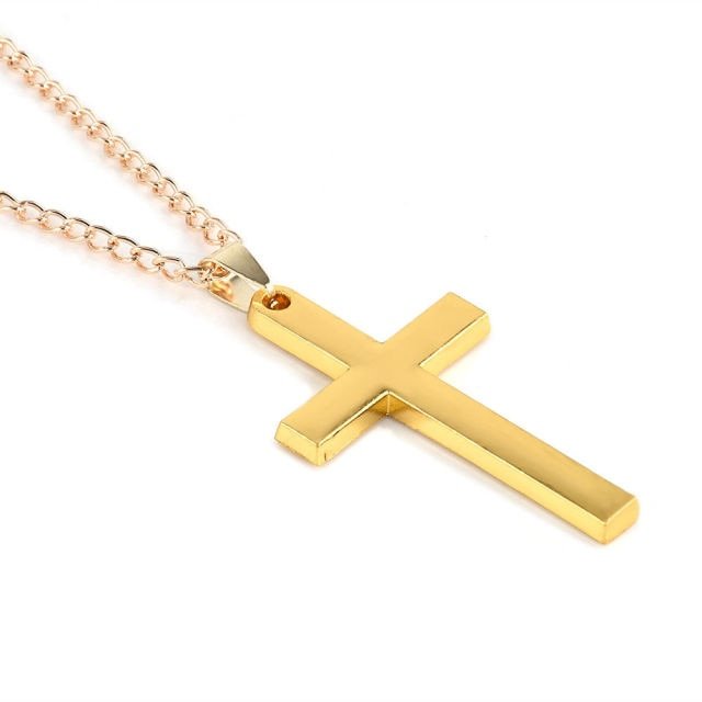 Collar unisex de cruz de acero inoxidable
