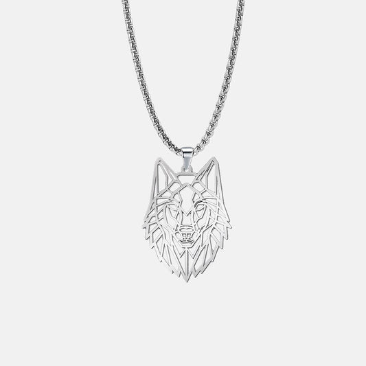 Collar colgante de lobo para hombre