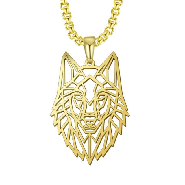Collar colgante de lobo para hombre