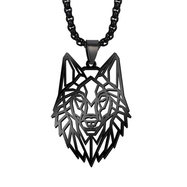 Collar colgante de lobo para hombre