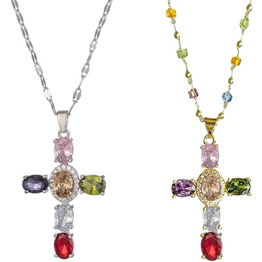 Irene | Collar con colgante de cruz de strass