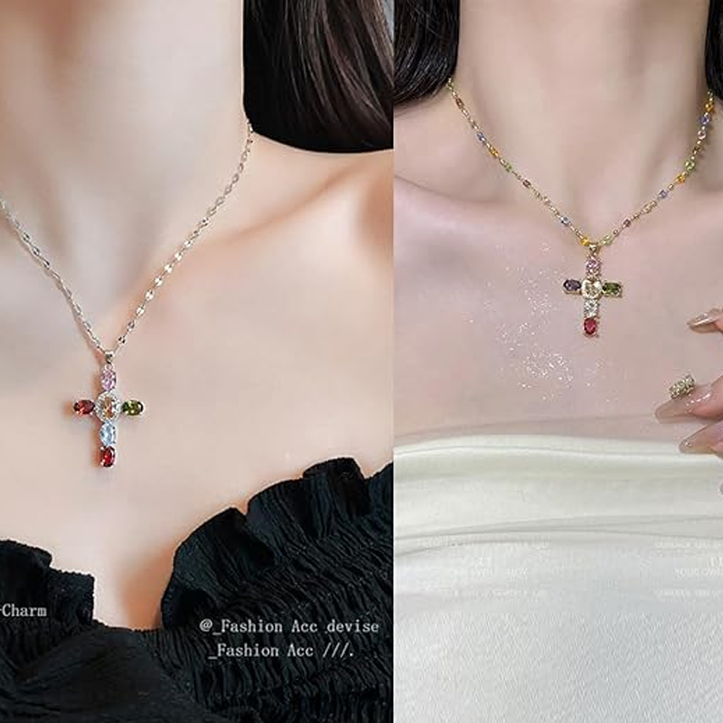 Irene | Collar con colgante de cruz de strass