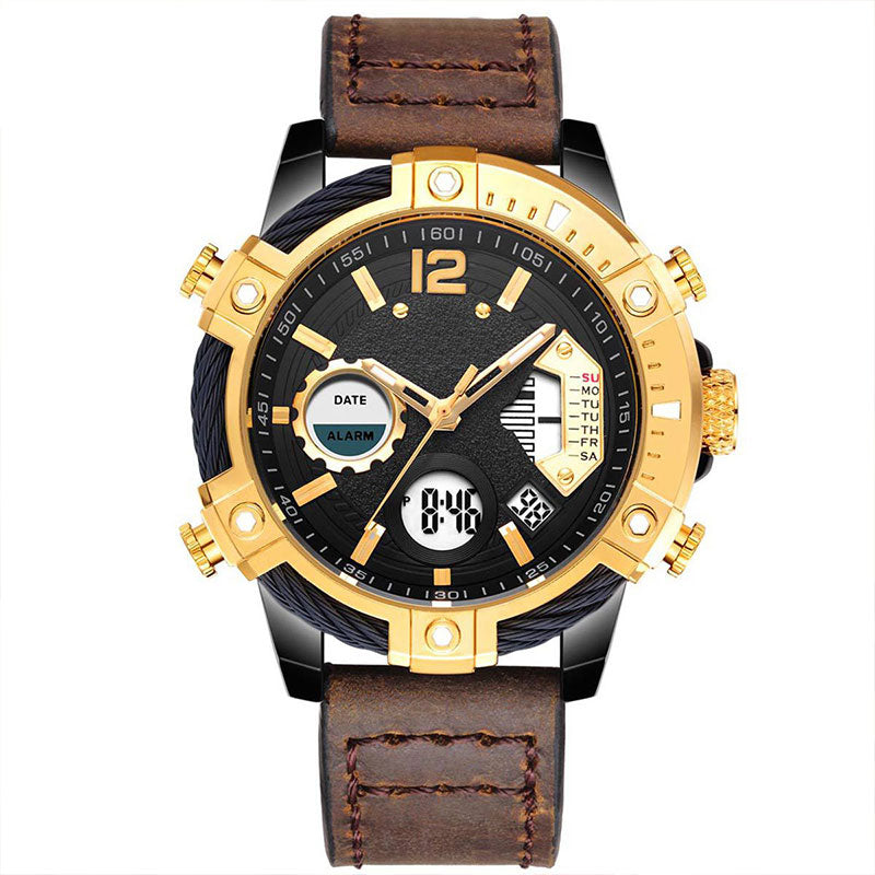 Reloj deportivo de cuarzo multifunción con doble pantalla para hombre, resistente al agua 3 ATM