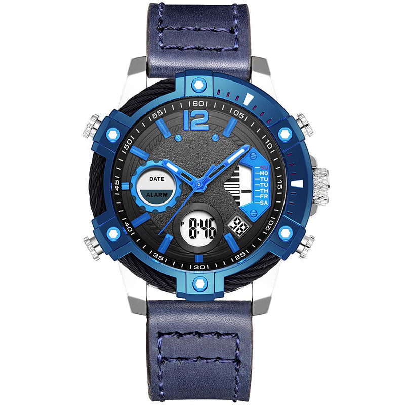Reloj deportivo de cuarzo multifunción con doble pantalla para hombre, resistente al agua 3 ATM