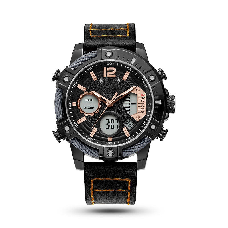 Reloj deportivo de cuarzo multifunción con doble pantalla para hombre, resistente al agua 3 ATM