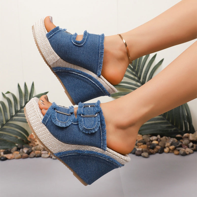 Alba | Sandalias de plataforma vaqueras