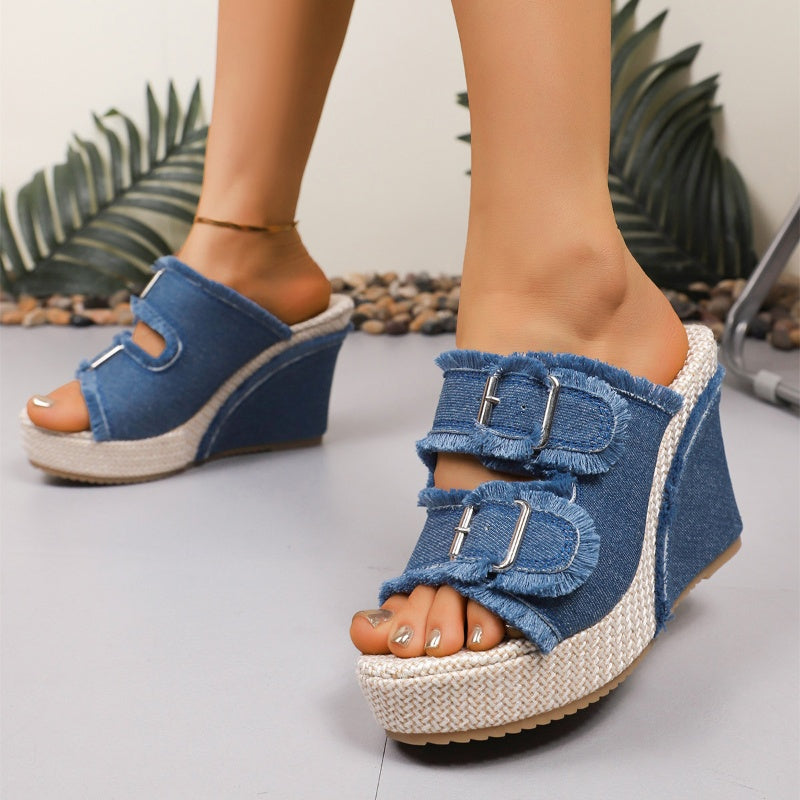 Alba | Sandalias de plataforma vaqueras
