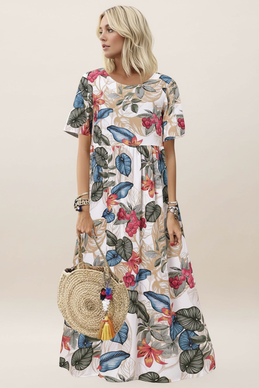 Virginia | Vestido maxi floral retro para mujer