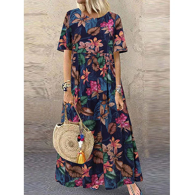 Virginia | Vestido maxi floral retro para mujer