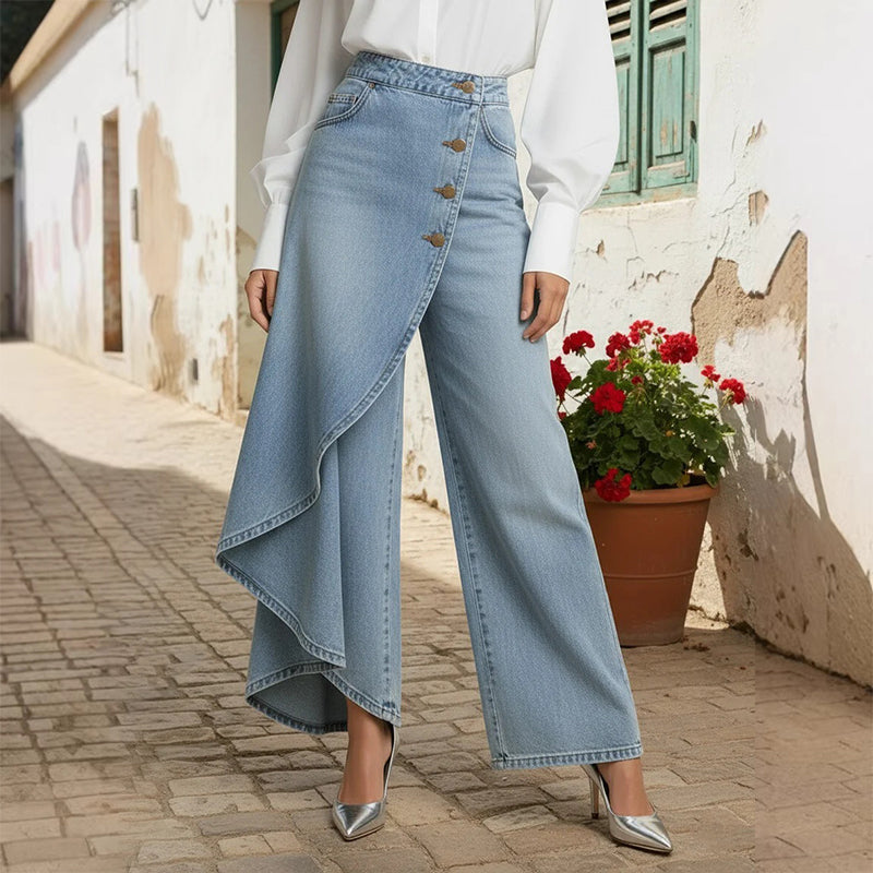 Silvia | Pantalón vaquero asimétrico de talle alto