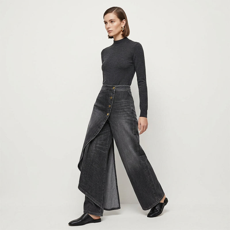 Silvia | Pantalón vaquero asimétrico de talle alto