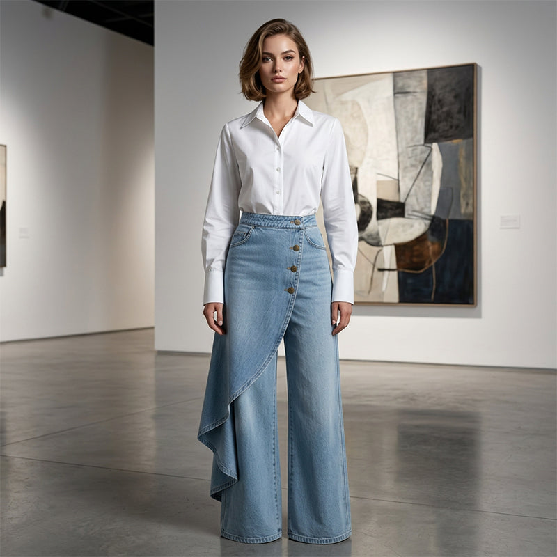Silvia | Pantalón vaquero asimétrico de talle alto